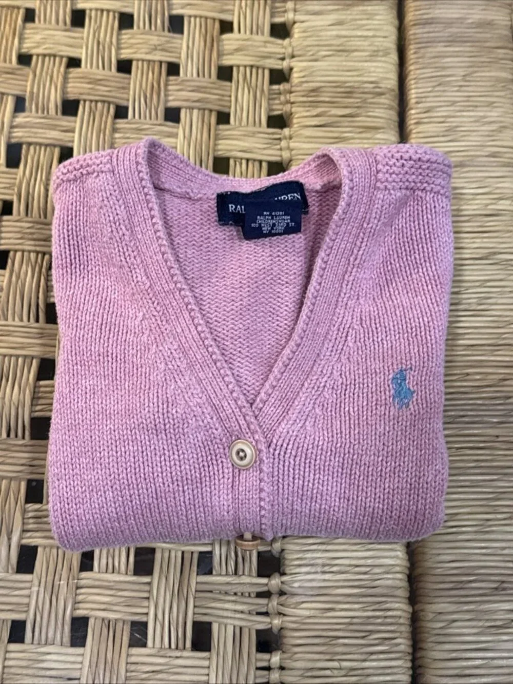ralph lauren girls pink knit cardigan sweater 100% cotton size 4T